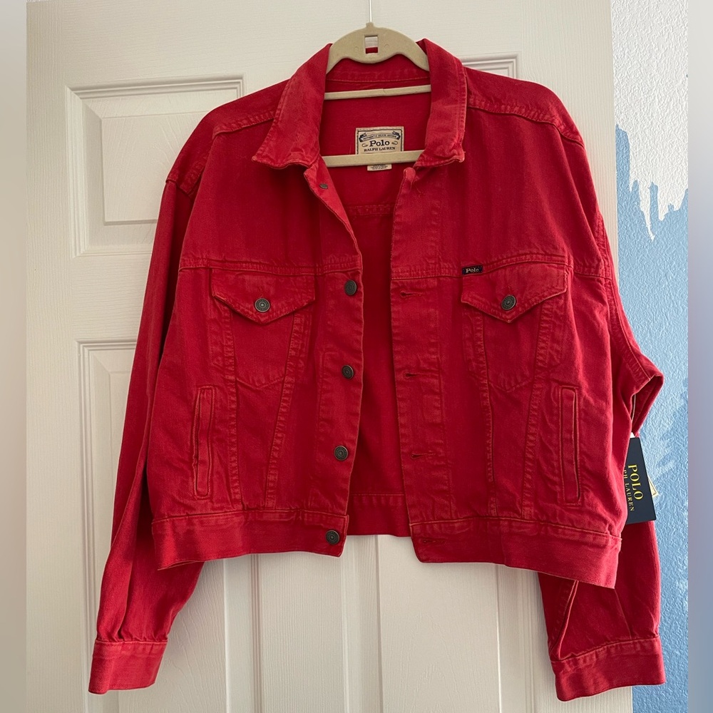 Ralph Lauren Polo Red Denim Jacket Size Medium NEW with tags